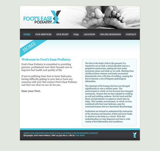 Foot’s Ease Podiatry website