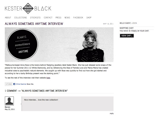 Kester Black website